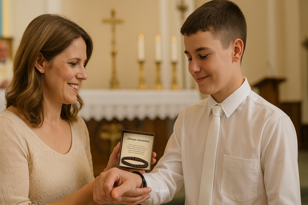 The Coolest Baptism Gifts & Presents for Teen Boy: Leather Bracelets with Meaningful Message