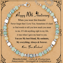 Anniversary Gift for Women | Bracelet with Year-Specific Message Card 10th Anniversary (Tin)