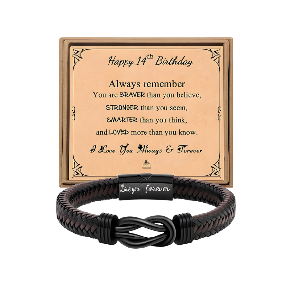Birthday Gifts For 14, 15, 16 Year Old Boys | Men's Leather Bracelets Happy 14th Birthday