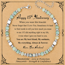 Anniversary Gift for Women | Bracelet with Year-Specific Message Card 15th Anniversary (Crystal)