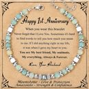 Anniversary Gift for Women | Bracelet with Year-Specific Message Card 1st Anniversary (Paper)