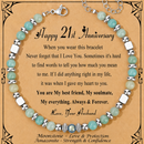 Anniversary Gift for Women | Bracelet with Year-Specific Message Card 21st Anniversary