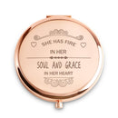 Customized Compact Mirror Gift For Her/Girl | Fire in Her Soul - Grace in Her Heart