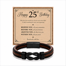 25th birthday bracelet with milestone year card