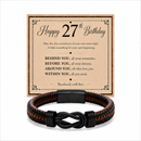 27th birthday bracelet with milestone year card