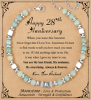 Anniversary Gift for Women | Bracelet with Year-Specific Message Card 28th Anniversary