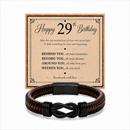 29th birthday bracelet with milestone year card