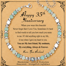 Anniversary Gift for Women | Bracelet with Year-Specific Message Card 35th Anniversary (Coral)