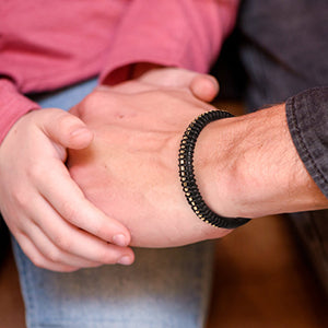 Morse Code Bracelet | 18K Real Gold Plated Beads on Black Leather