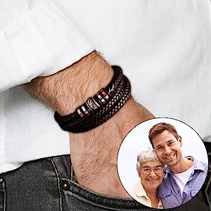 Armband für meinen Sohn/Enkel „Liebe dich für immer“ | Geflochtenes Lederarmband