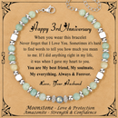 Anniversary Gift for Women | Bracelet with Year-Specific Message Card 3rd Anniversary (Leather)