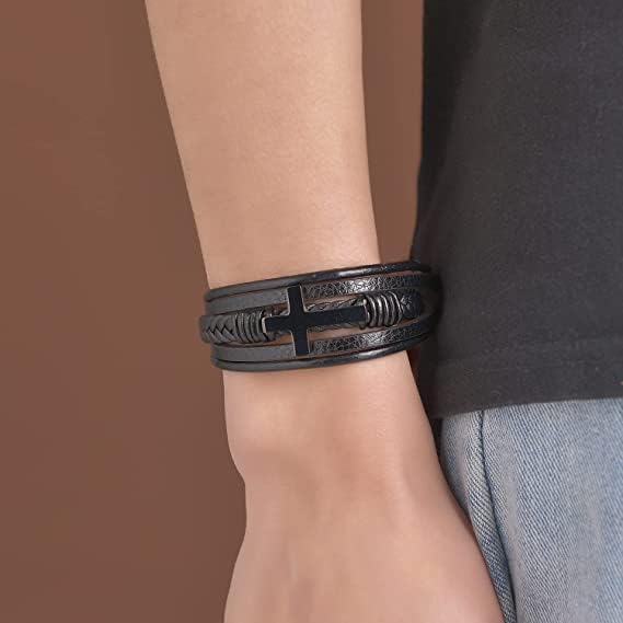 Armband für meinen Sohn/Enkel „Liebe dich für immer“ | Über Kreuz geflochtenes Lederarmband