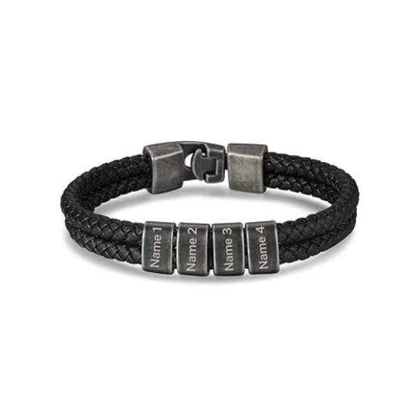 Engraved Men's Leather Bracelet | Custom with 1-4 Names