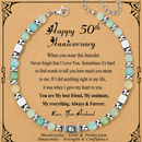 Anniversary Gift for Women | Bracelet with Year-Specific Message Card 50th Anniversary (Gold)