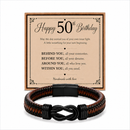 50th birthday bracelet with milestone year card