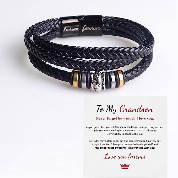 My Son/Grandson Bracelet "Love You Forever" | Braided Leather Bracelet