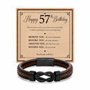57th birthday bracelet with milestone year card