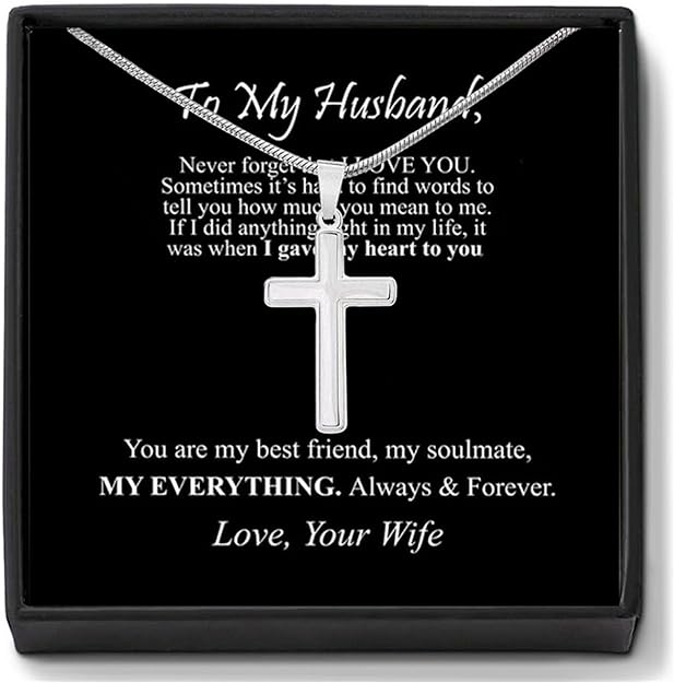 To My Husband / To My Man Cross Pendant Necklace | Stainless Steel