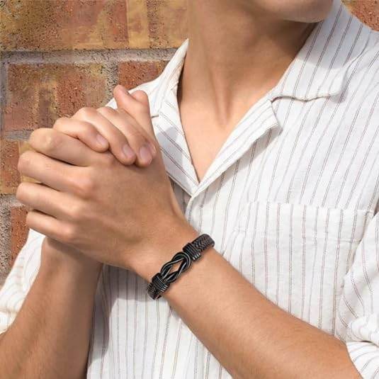 Son & Grandson Bracelet From Mom/Dad | Forever Leather Bracelet For Men/Boys