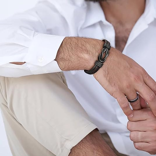 Armband für meinen Sohn/Enkel „Für immer verbunden“ | Geflochtenes Leder in Braun