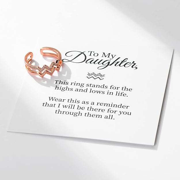 'To My Daughter' Ring W/ Message Card | 18K Gold Highs and Lows Ring