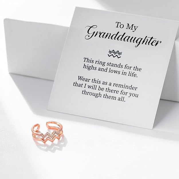 'To My Granddaughter' Ring W/ Message Card | 18K Gold Highs and Lows Ring