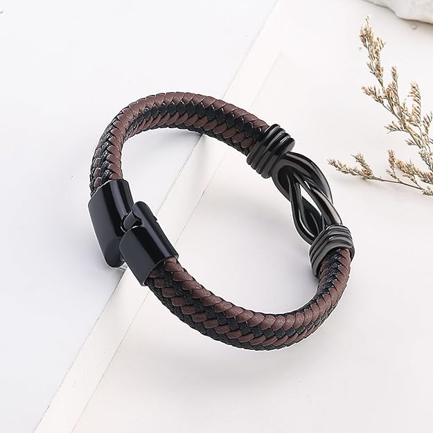 My Son/Grandson Bracelet "Forever Linked Together" | Brown Braided Leather