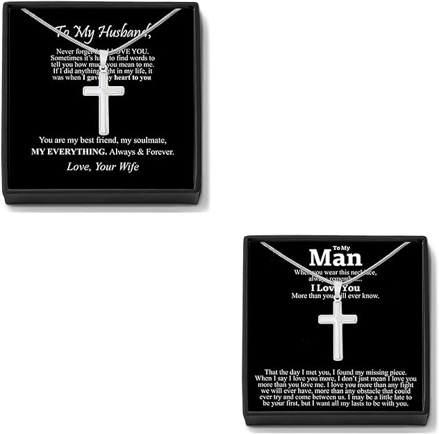 To My Husband / To My Man Cross Pendant Necklace | Stainless Steel