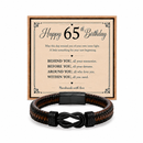 65th birthday bracelet with milestone year card