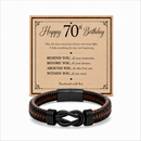 70th birthday bracelet with milestone year card