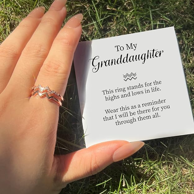 'To My Granddaughter' Ring W/ Message Card | 18K Gold Highs and Lows Ring