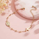 First Communion Gift for Girls - 14K Gold Plated Bracelet Cross & Virgin Mary Charm