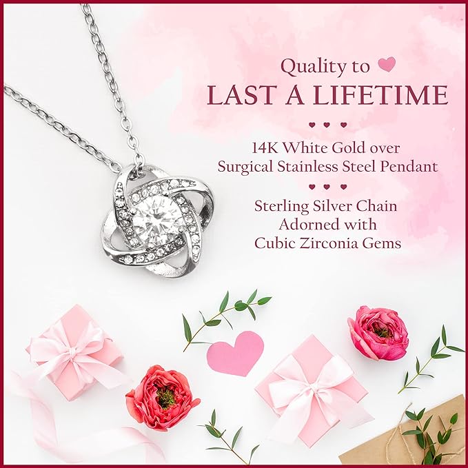 Daughter/Granddaughter Necklace | 14K White Gold W/ Zirconia & Gift Box