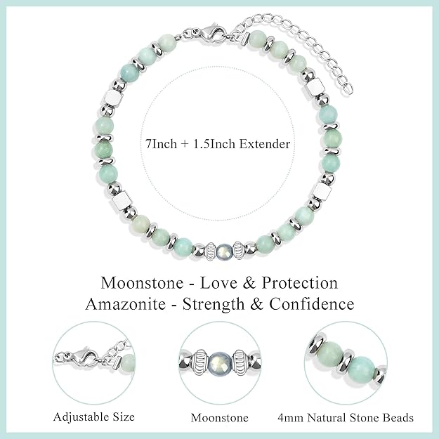 Christmas Gifts for Women | Moonstone Bracelet with Holiday Card