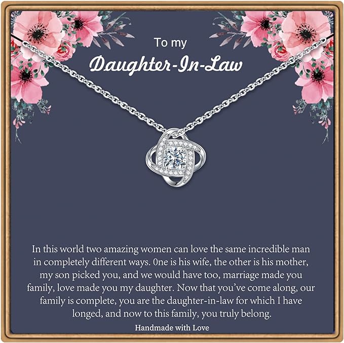 To My Daughter-In-Law Necklace | 14K White Gold W/ Zirconia & Gift Box