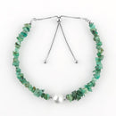 Raw/Natural Emerald Bracelet W/ Pearl | 925 Sterling Silver & White Gold