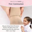 First Communion Gift for Girls - 14K Gold Plated Bracelet Cross & Virgin Mary Charm