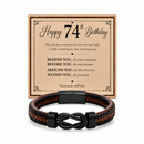 74th birthday bracelet with milestone year card