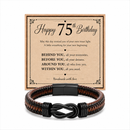 75th birthday bracelet with milestone year card