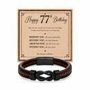 77th birthday bracelet with milestone year card