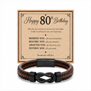 80th birthday bracelet with milestone year card