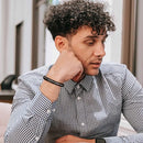 Morse Code Bracelet | 18K Real Gold Plated Beads on Black Leather