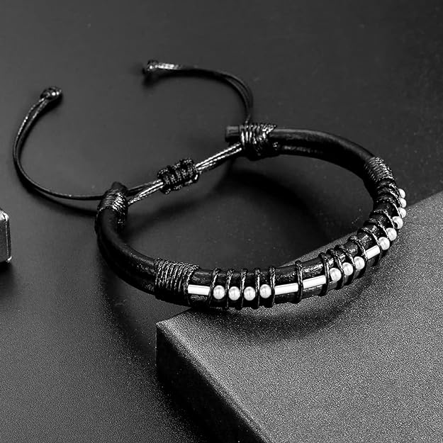 'I Am Enough' Morse Code Bracelet | 18k Gold, 925 Sterling Silver & Black Leather