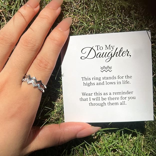 'To My Daughter' Ring W/ Message Card | 18K Gold Highs and Lows Ring