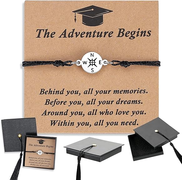 Graduation Gift For Him/Her | Bracelet in Cap Gift Box & Quote Card