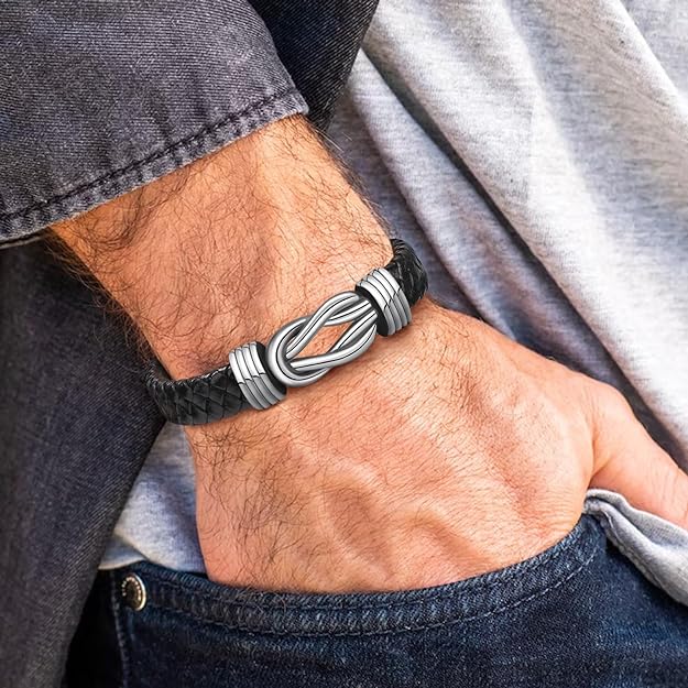 To My Nephew/To My Uncle Bracelet "Forever Linked Together" | Braided Leather Bracelet