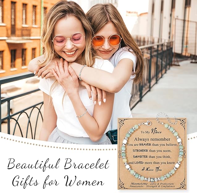 "To My Niece" Bracelet Gift | Moonstone & Stainless Steel