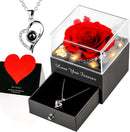 Preserved Real Rose & Necklace Gift Set For Women | Mom/Mother, Girlfriend, Wife, Niece