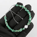 Raw/Natural Emerald Bracelet W/ Pearl | 925 Sterling Silver & White Gold
