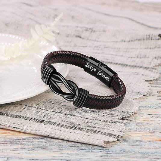 Son & Grandson Bracelet From Mom/Dad | Forever Leather Bracelet For Men/Boys